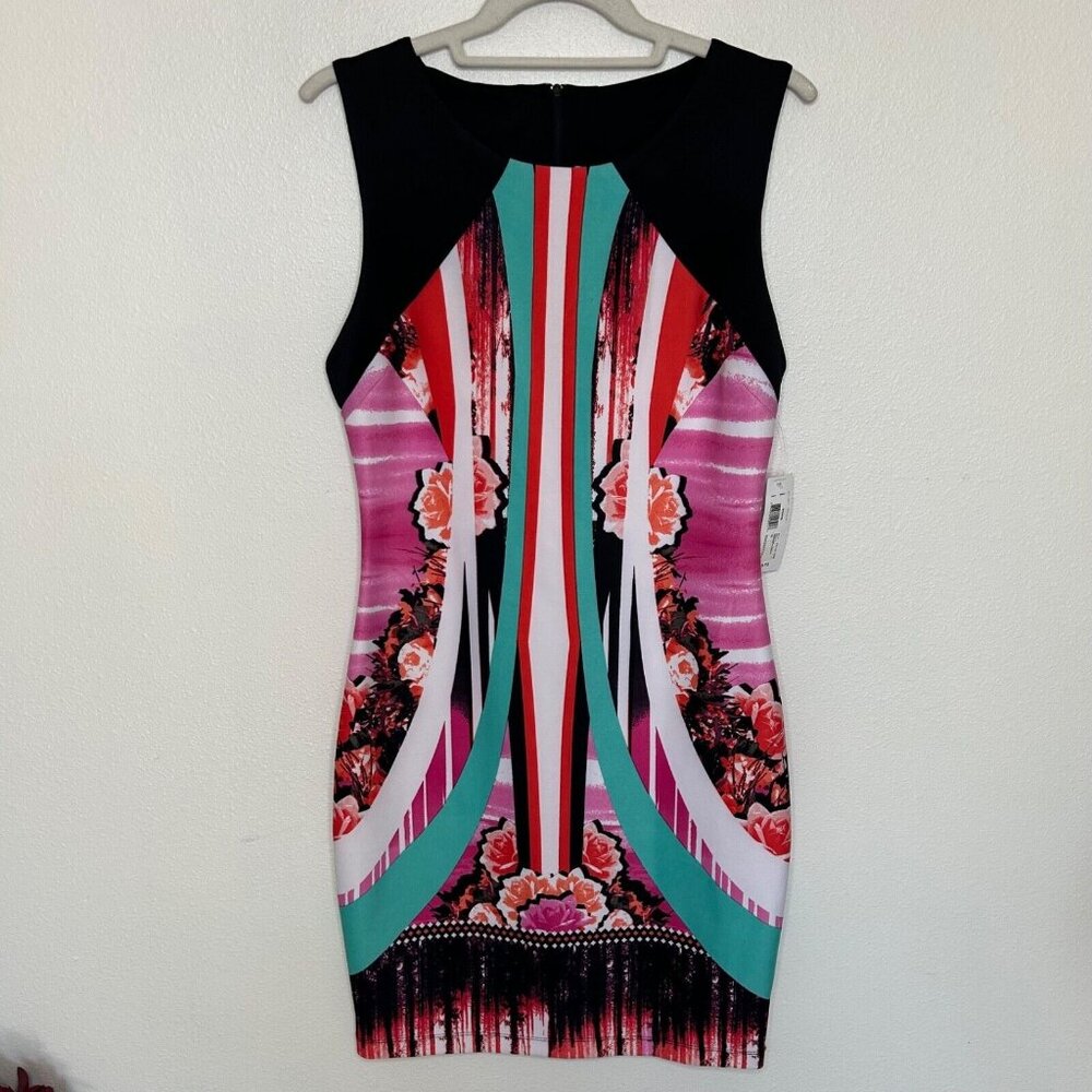 NEW Bisou Bisou Multicolor Sleeveless Sheath Dress Sz 10